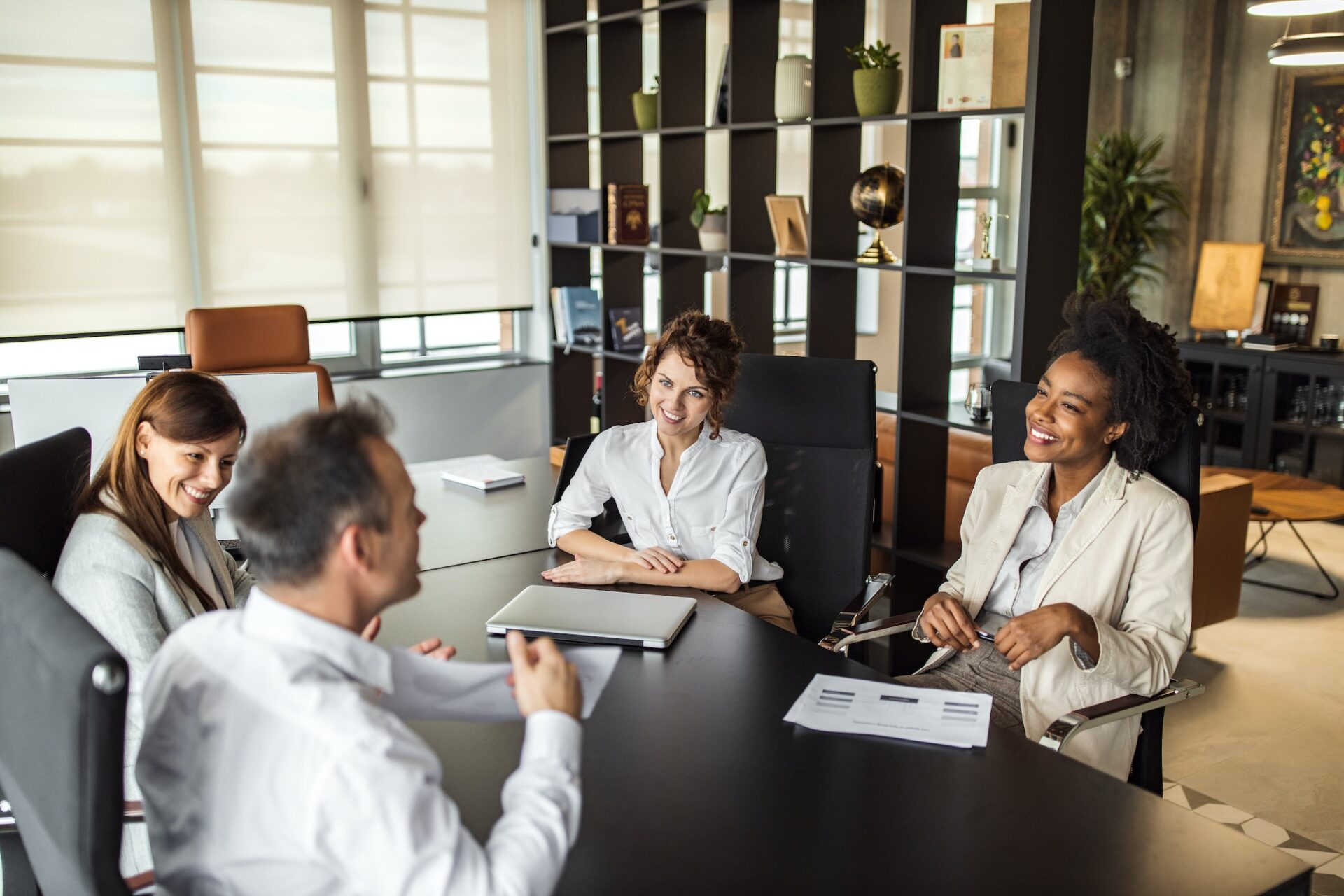 Business partners doing their job, having meeting, advising each other.